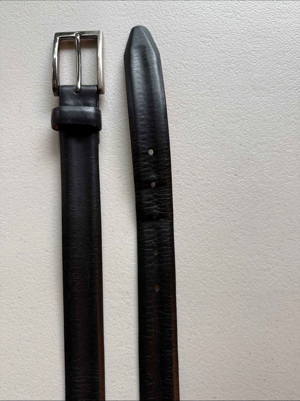 Remo Tulliani Black Leather Belt with Silver Buckle Italian leather calfskin